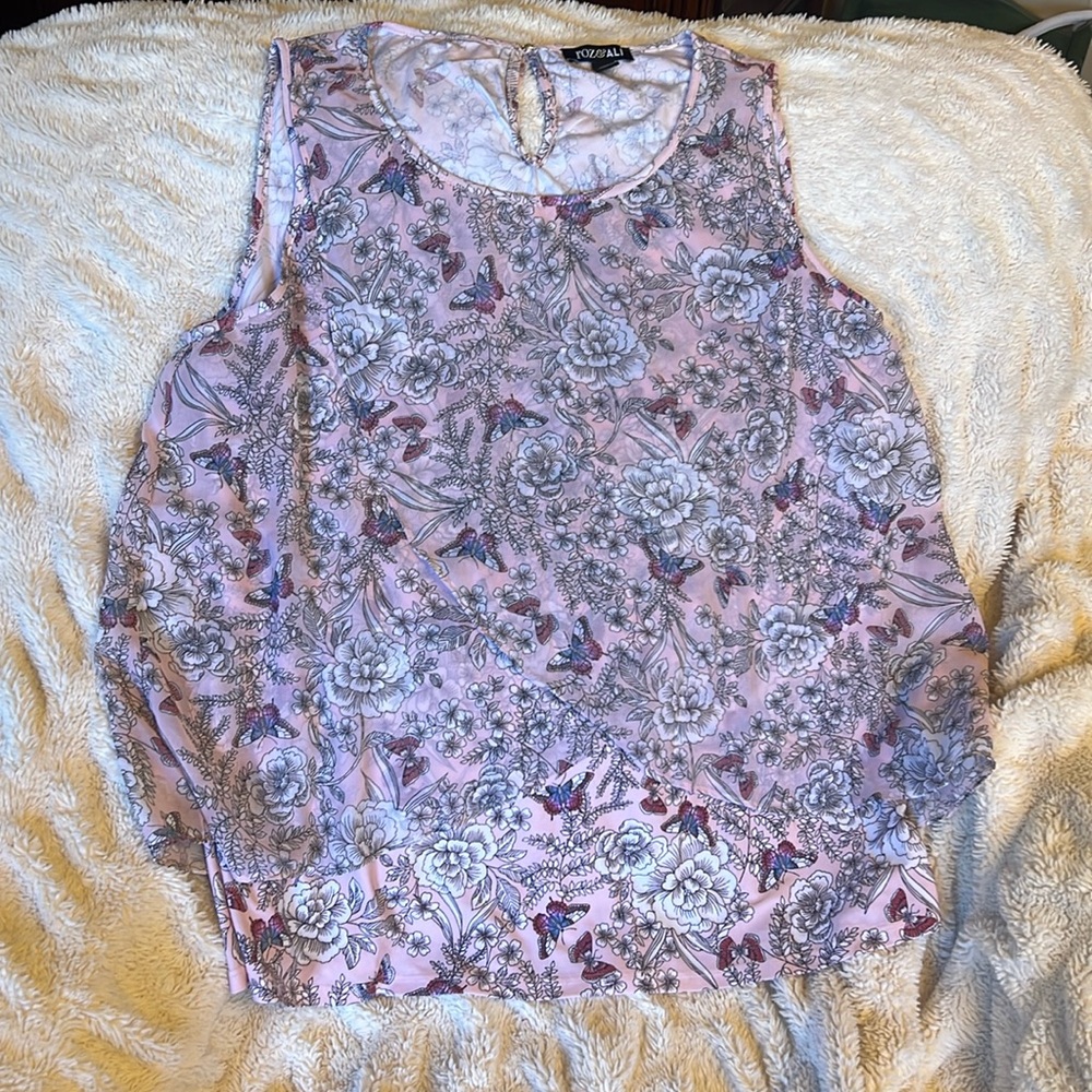Roz & Ali Top pink butterflies XL
